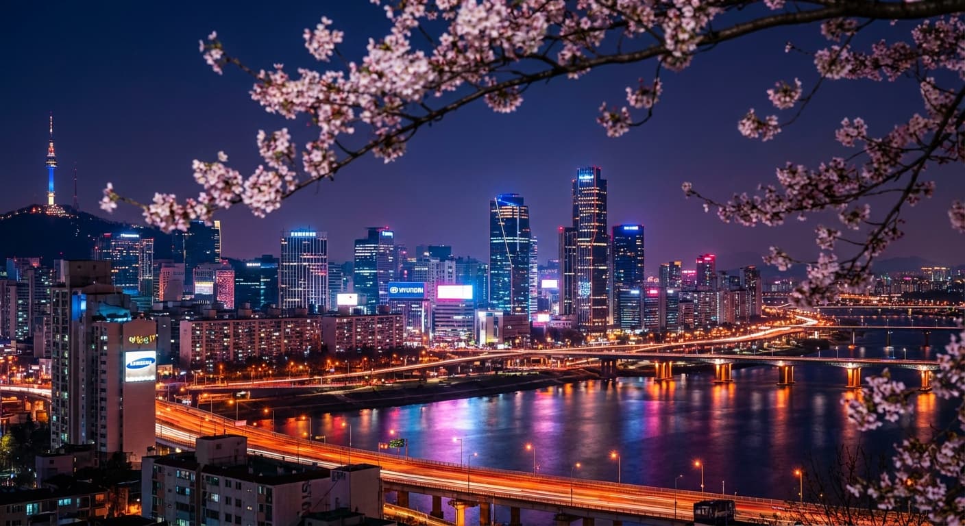 Seoul nocą - światła miasta